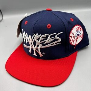 Vintage New York Yankees Hat‎ Men Blue Red Signatures MLB Snap Back Cap New